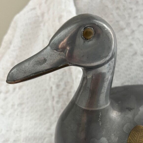 Vintage Pewter/ Brass Duck Trinket Box 6.5 in tall Bundle with SM duck 2 for $60 - Picture 4 of 15